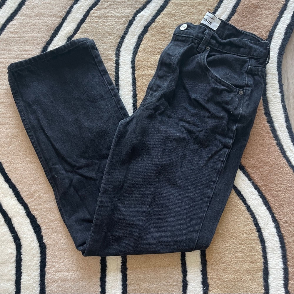 Reformation High Rise Wide Legs Black Jeans